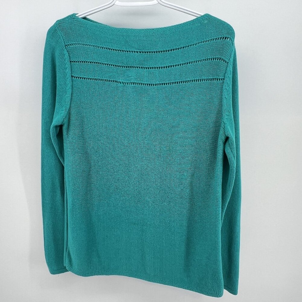 Jones Sport Teal Cotton Sweater Sz M Vintage Sporty & Coastal Grandma Aesthetic